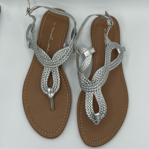 Silver Braided Size 9 Rope Style Design Sandals - Picture 3 of 7